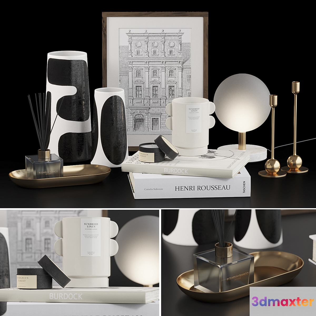 Decorative set H&M with Franca NYC Vases 3D Max