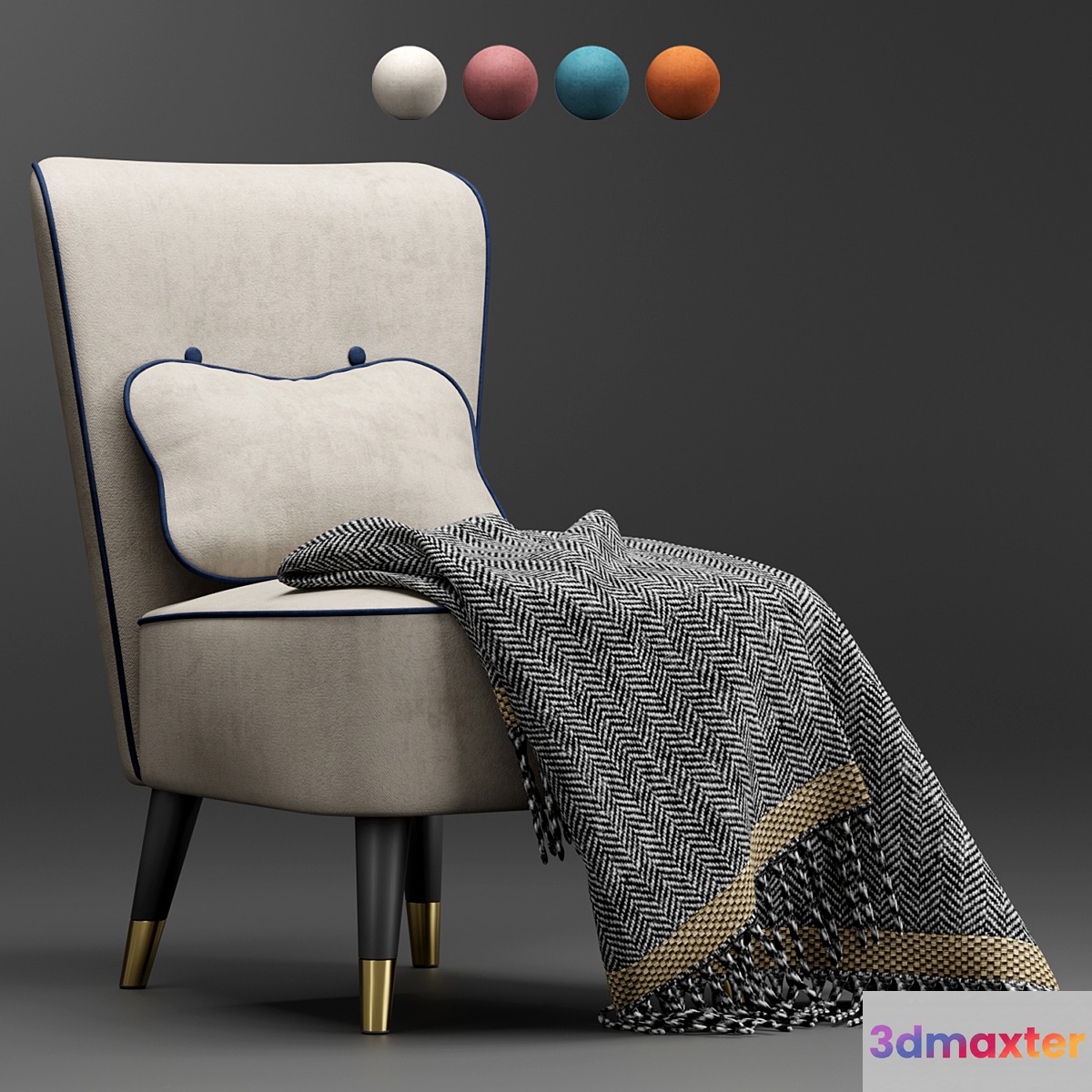 Chair Steos from Divan.ru (Velvet Beige_Velvet Coral_Barhat Ginger_Velvet Ocean ) 3D Max