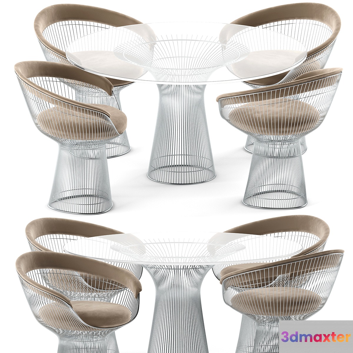 Platner Dining Table & Chair 3D Max