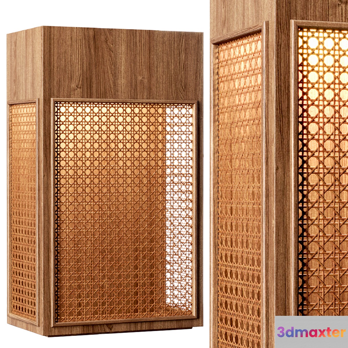Florence rattan wall lantern FV3 _ Rattan wall lamp 3D Max