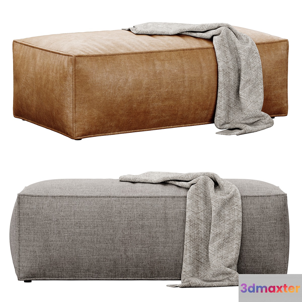 Cosima fabric and leather pouf large by bolia 3D Max