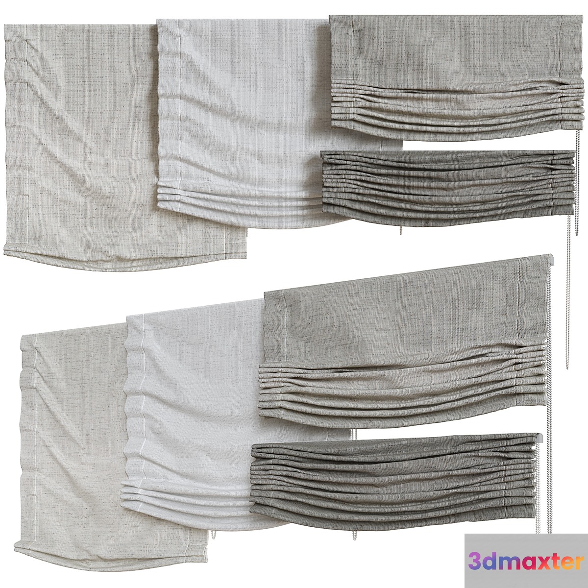 Set of Roman blinds_2 3D Max