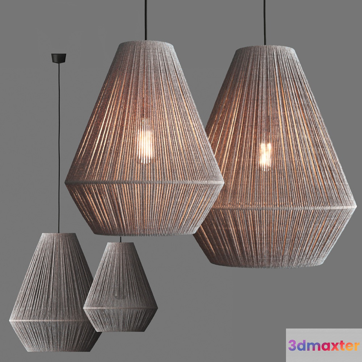 Paper rope lantern pendant 3D Max