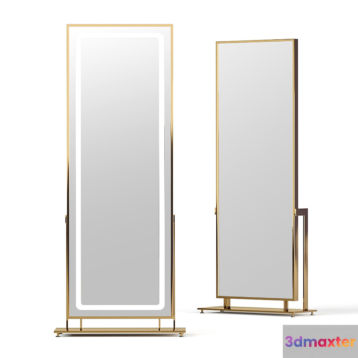 Floor mirror in brass frame LN002F from Apika