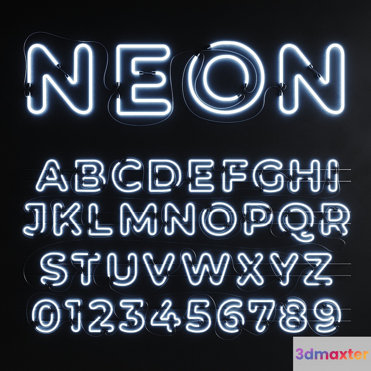 Neon Set 012 Neon Alphabet 3D Max