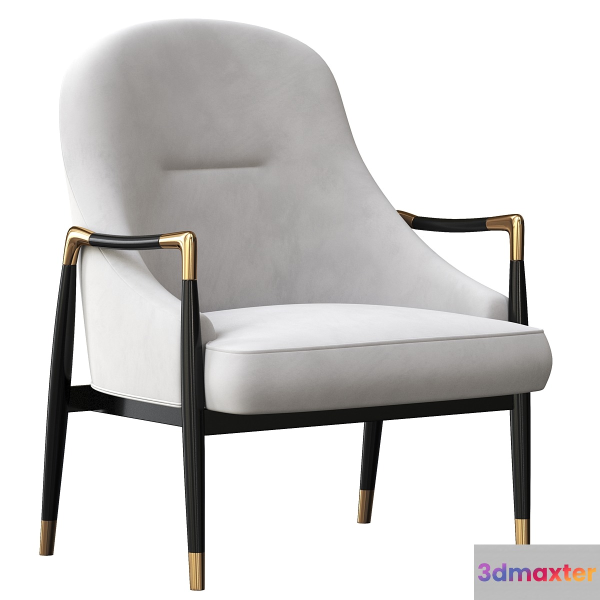 Modern Brass Accented Walnut Lounge Chairs
