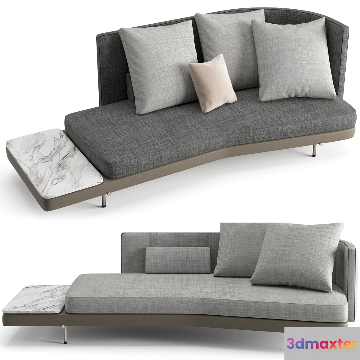 Minotti Torii inclined sofa with top low high 3D Max