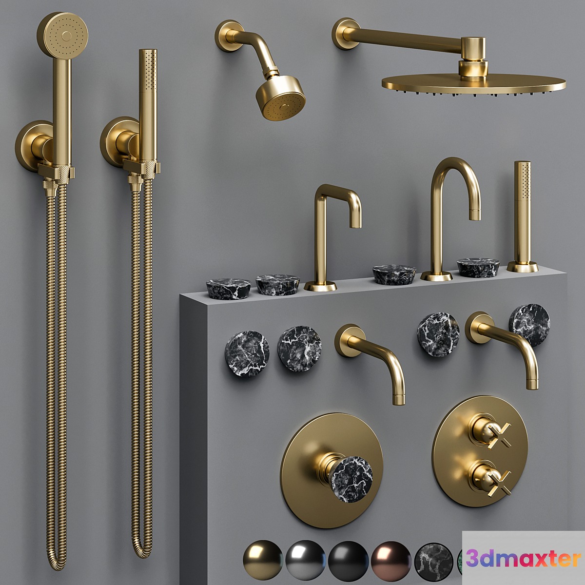 the watermark collection ZEN bathroom faucet set 3D Max