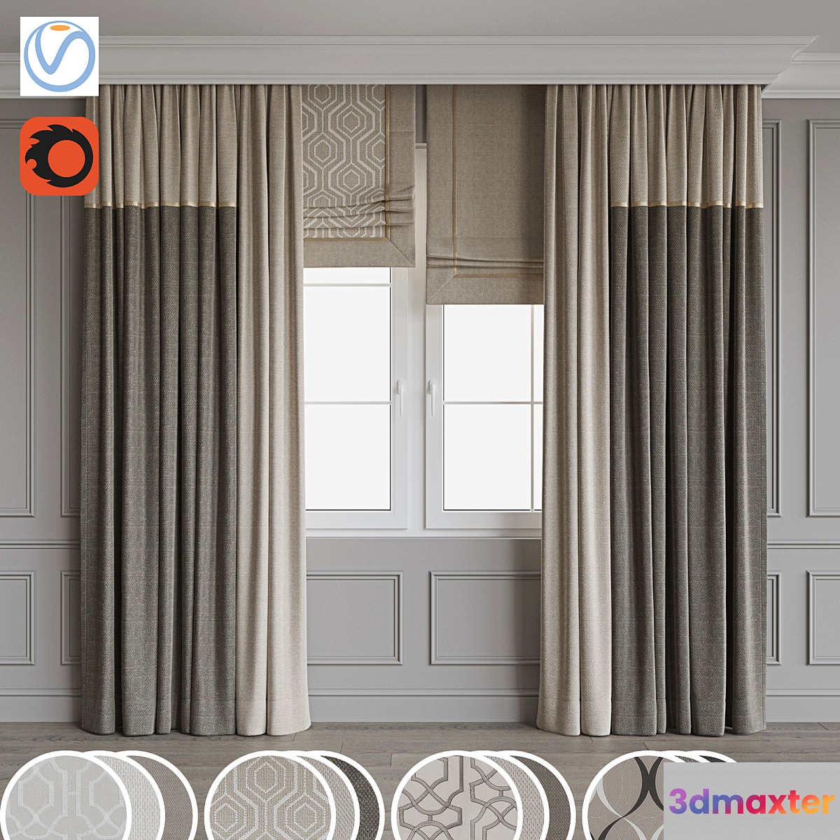 Set of curtains 97 3D Max