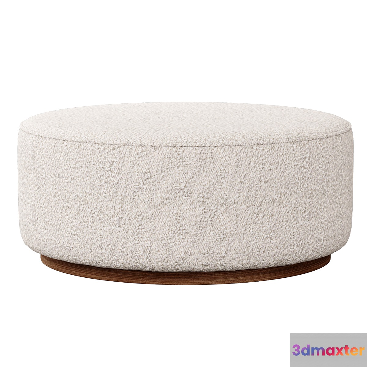 Sinclair Large Round Boucle Ottoman Whistler Oyster Suede by Four Hands
