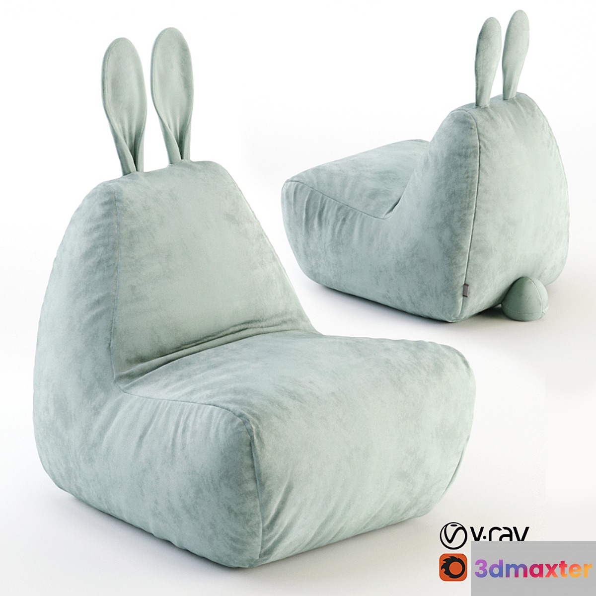 Bunny Chair Velvet Mint 3D Max