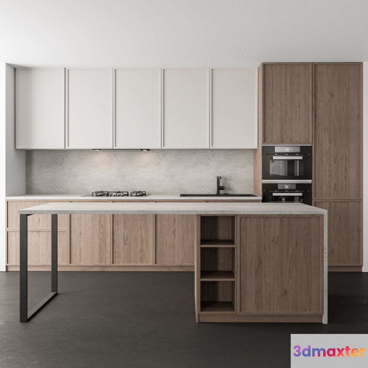 Kitchen Modern - White and Wood 44 3D Max