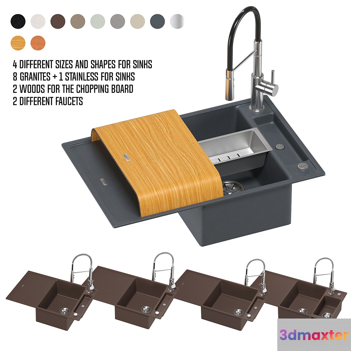 BLANCO AXIA sink set 1 3D Max
