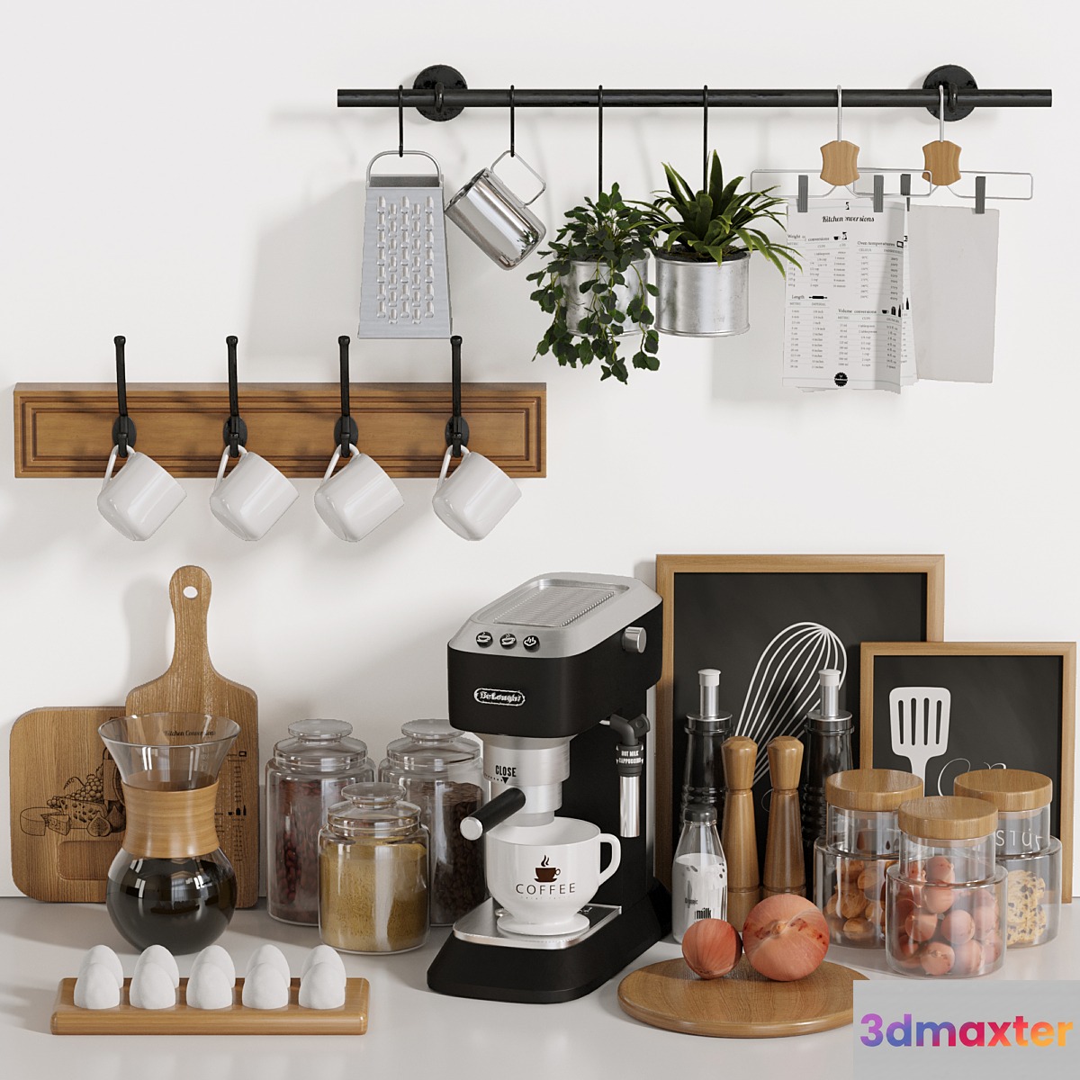 kitchen shelf accessories 3D Max