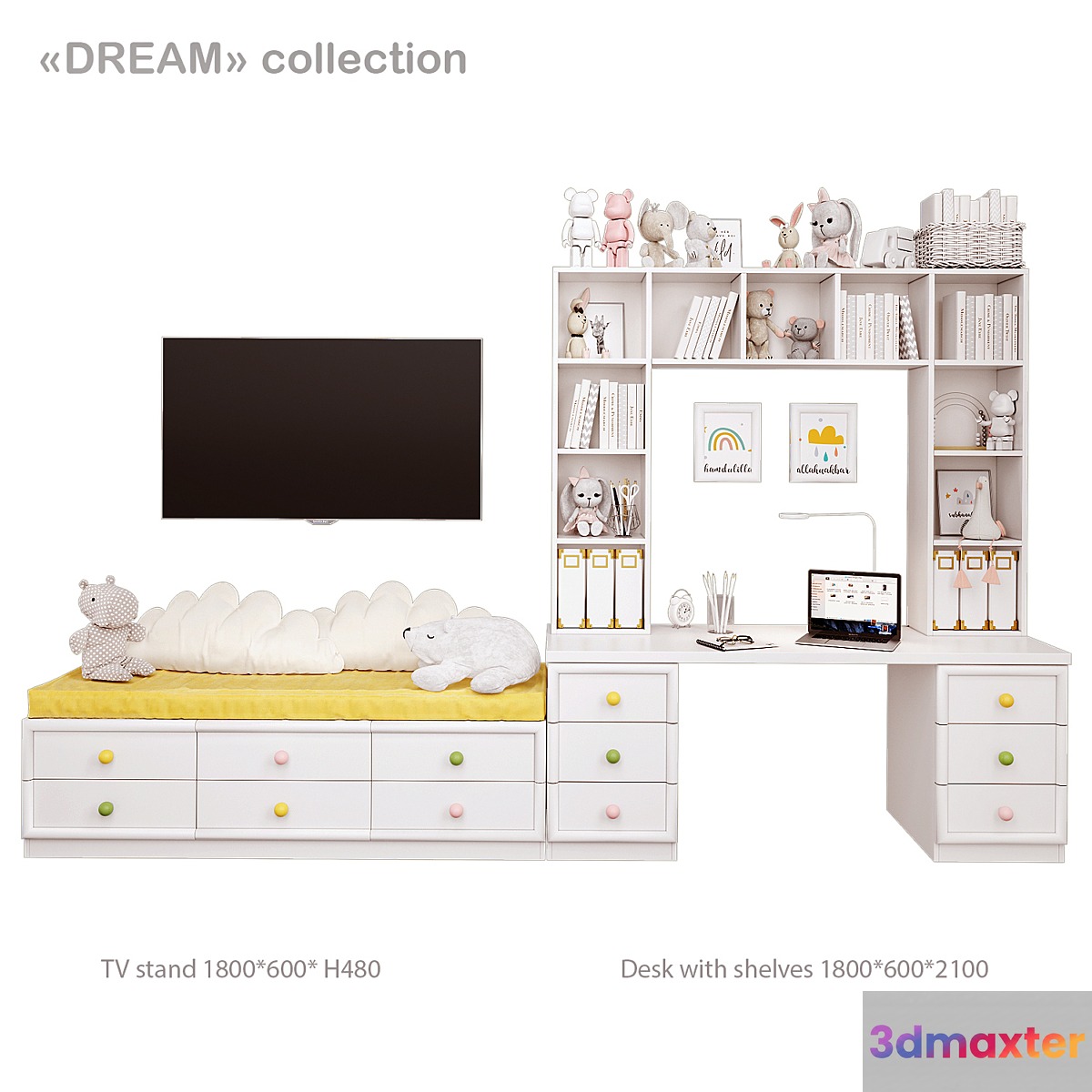 Arbuzov Studio Dream Collection Tv and Desk with Shelves 3D Max