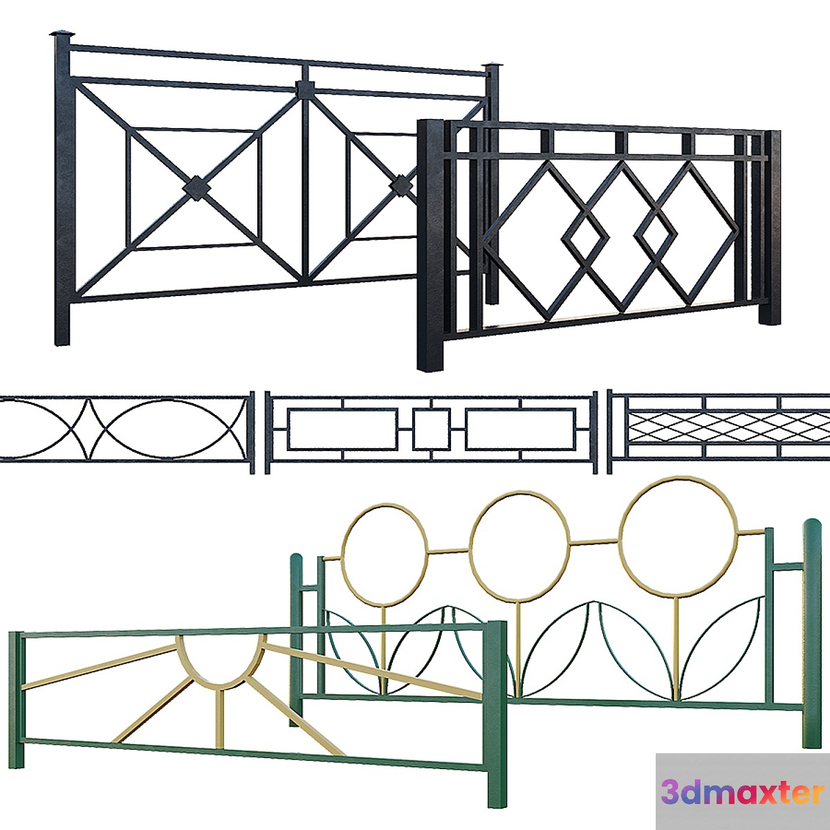 Lawn fencing 3D Max