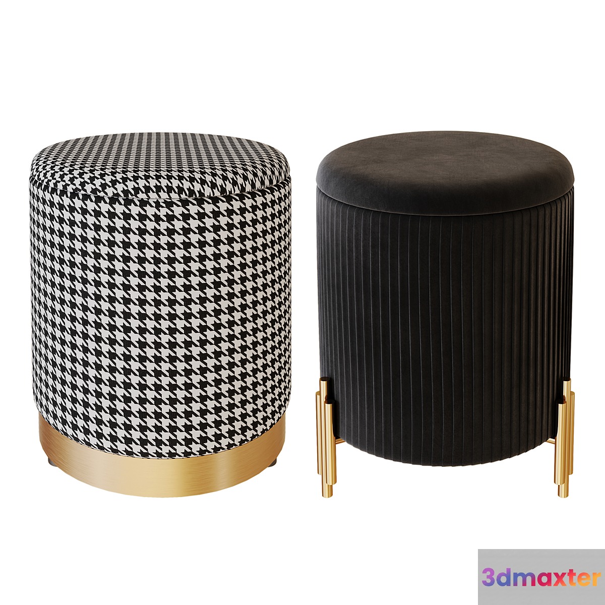 Set of ottomans 01 3D Max
