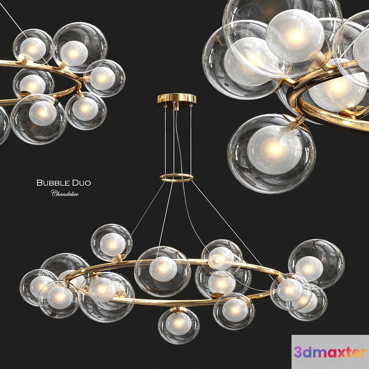 Bubble Duo Chandelier by Freya 3D Max