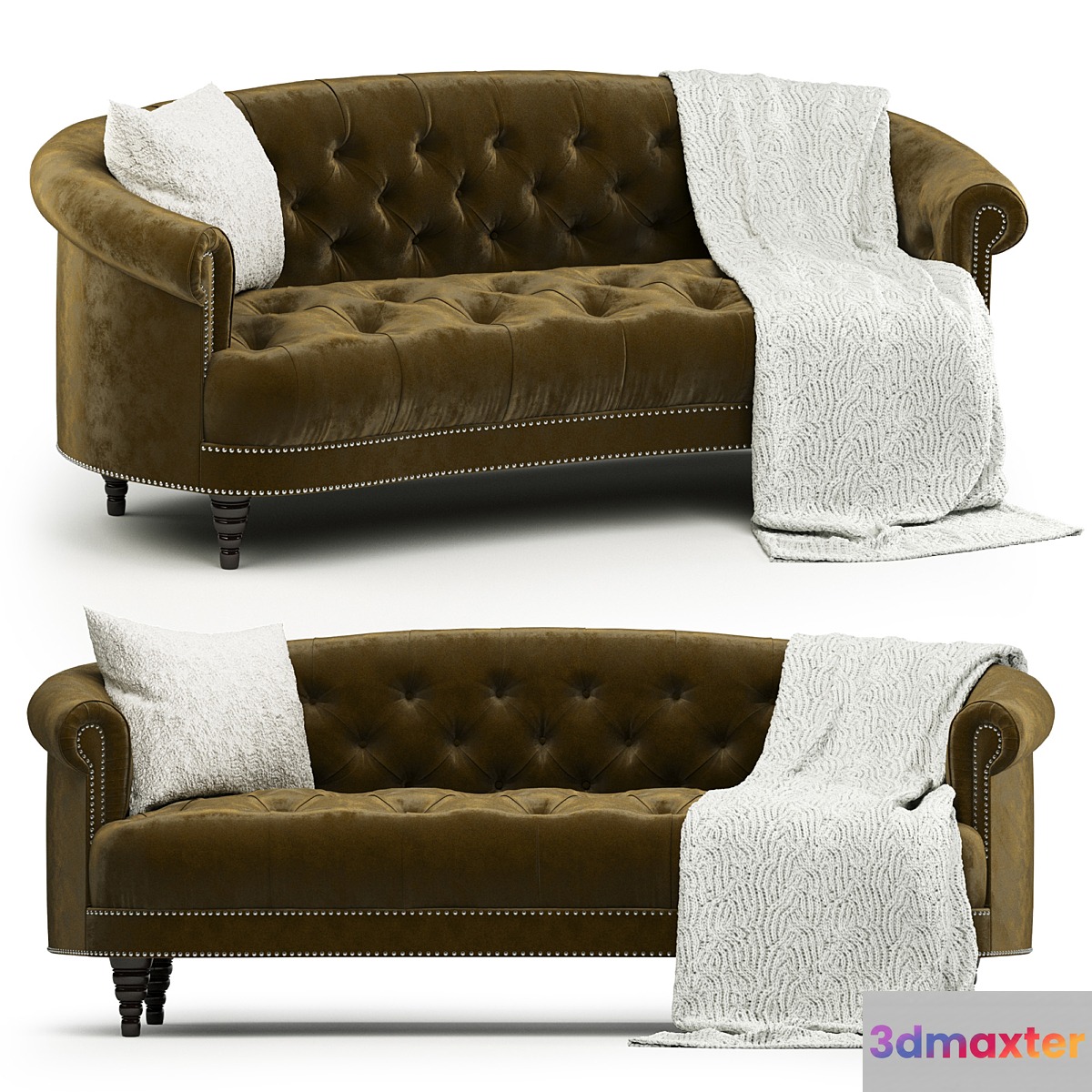 Corbyn Rolled Arm Chesterfield sofa 3D Max