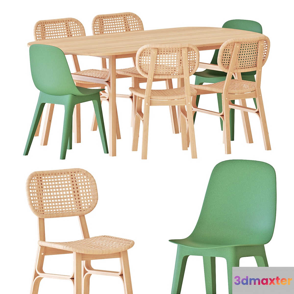 IKEA VOXLOV table and chairs 3D Max