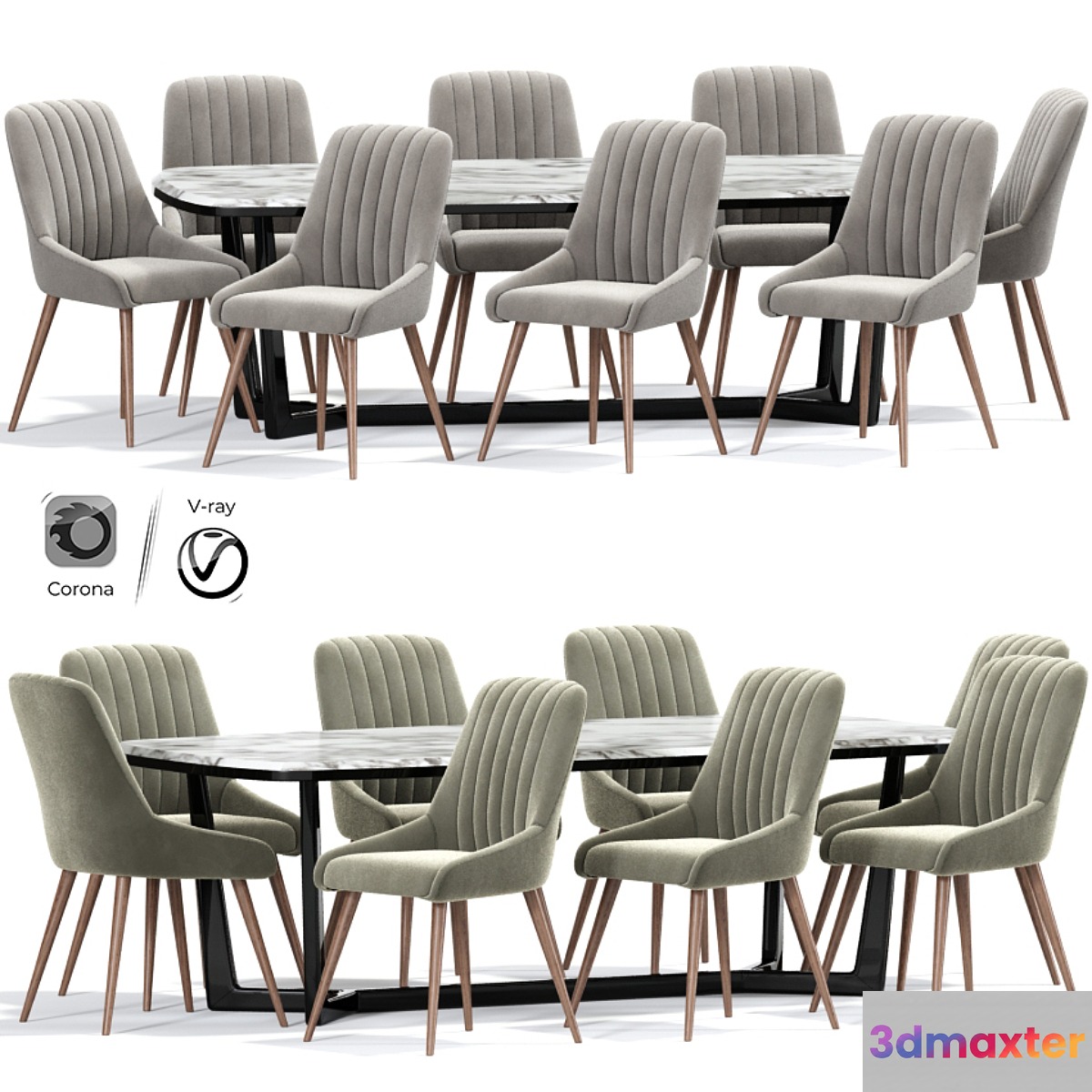 Chipman Tufted Dining Chair Table 3D Max