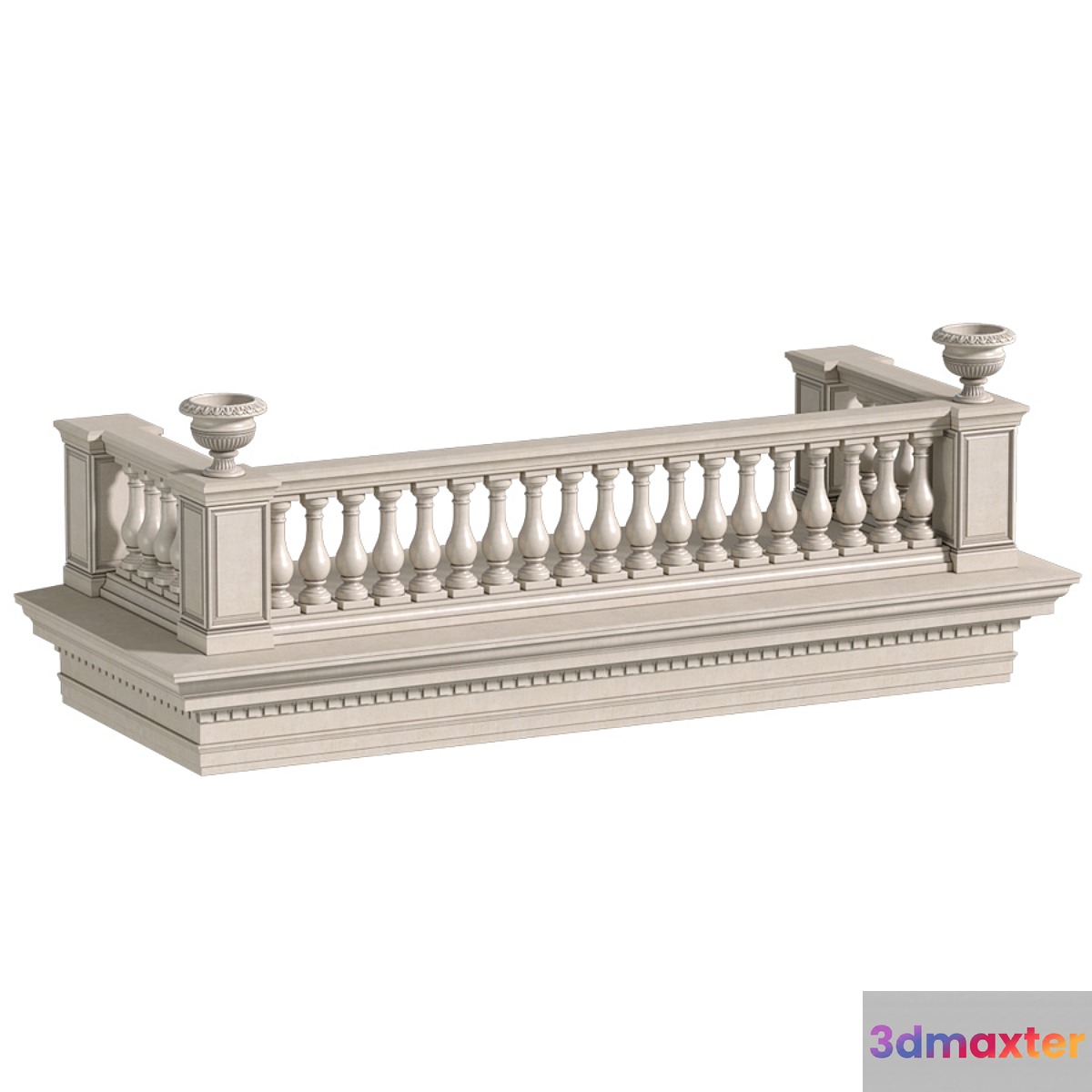 Classic balcony with balustrade. Classic balcony balustrade 3D Max
