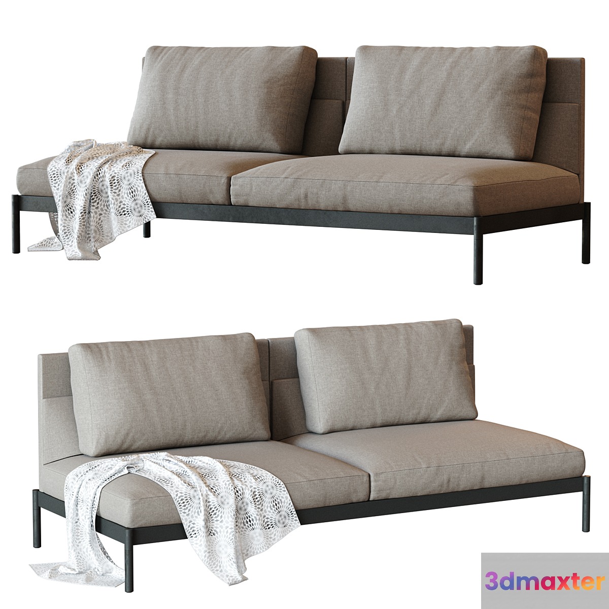 Total Sofa - 2.5 Seat Armless - PART & WHOLE 3D Max