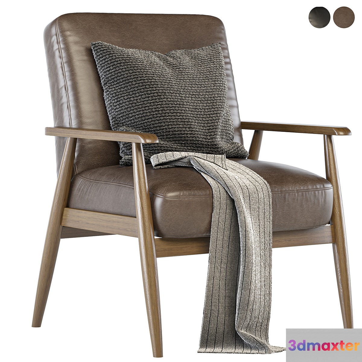 Pulaski Wood Frame Accent Chair (Mid century modern chair 03_ leather)