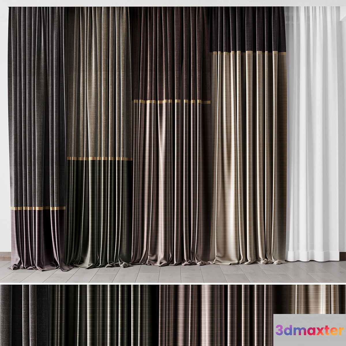 Hadi Curtains 33 Linen and silk velvet curtains 3D Max