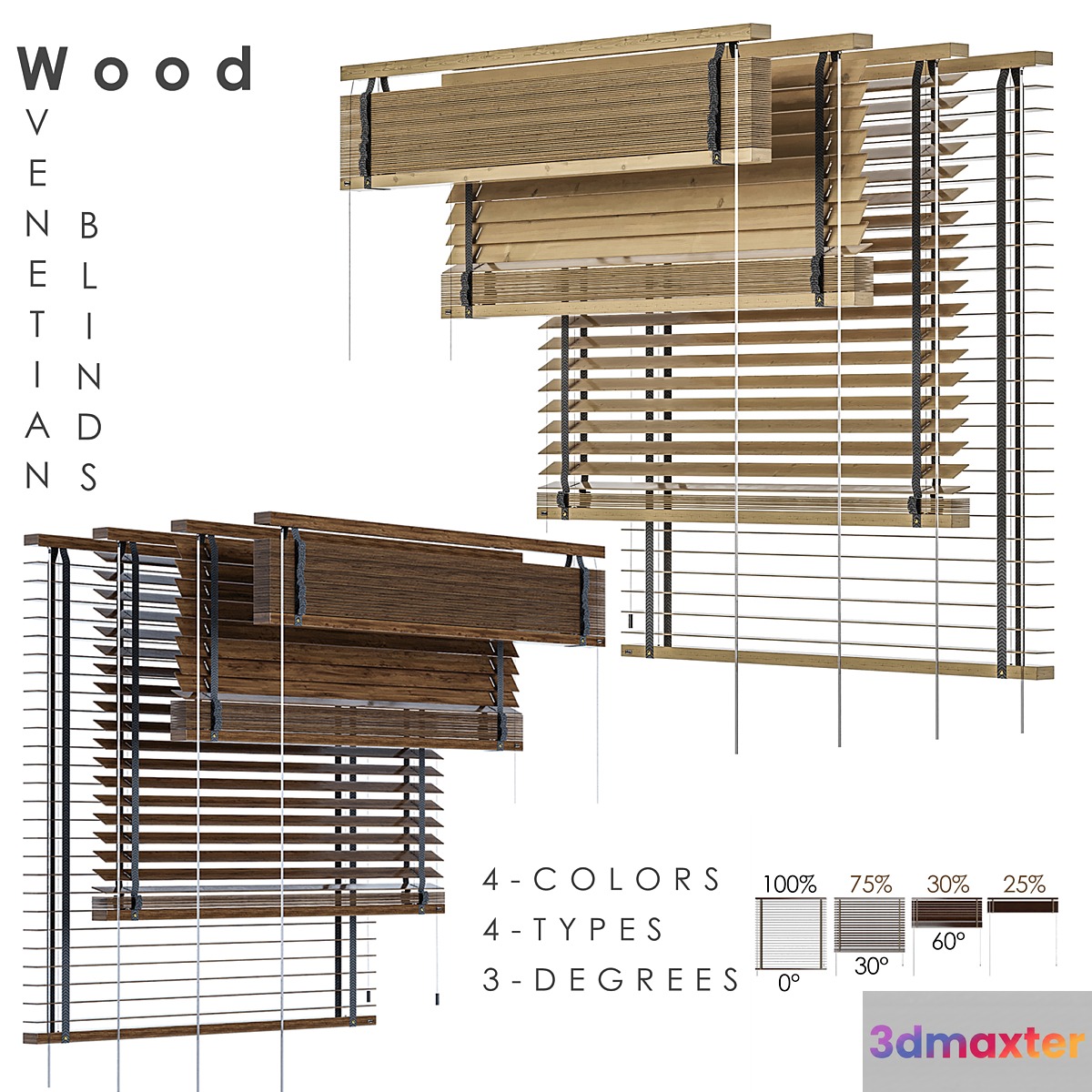 WOOD Venetian Blind 1150 in 45 mm 3D Max