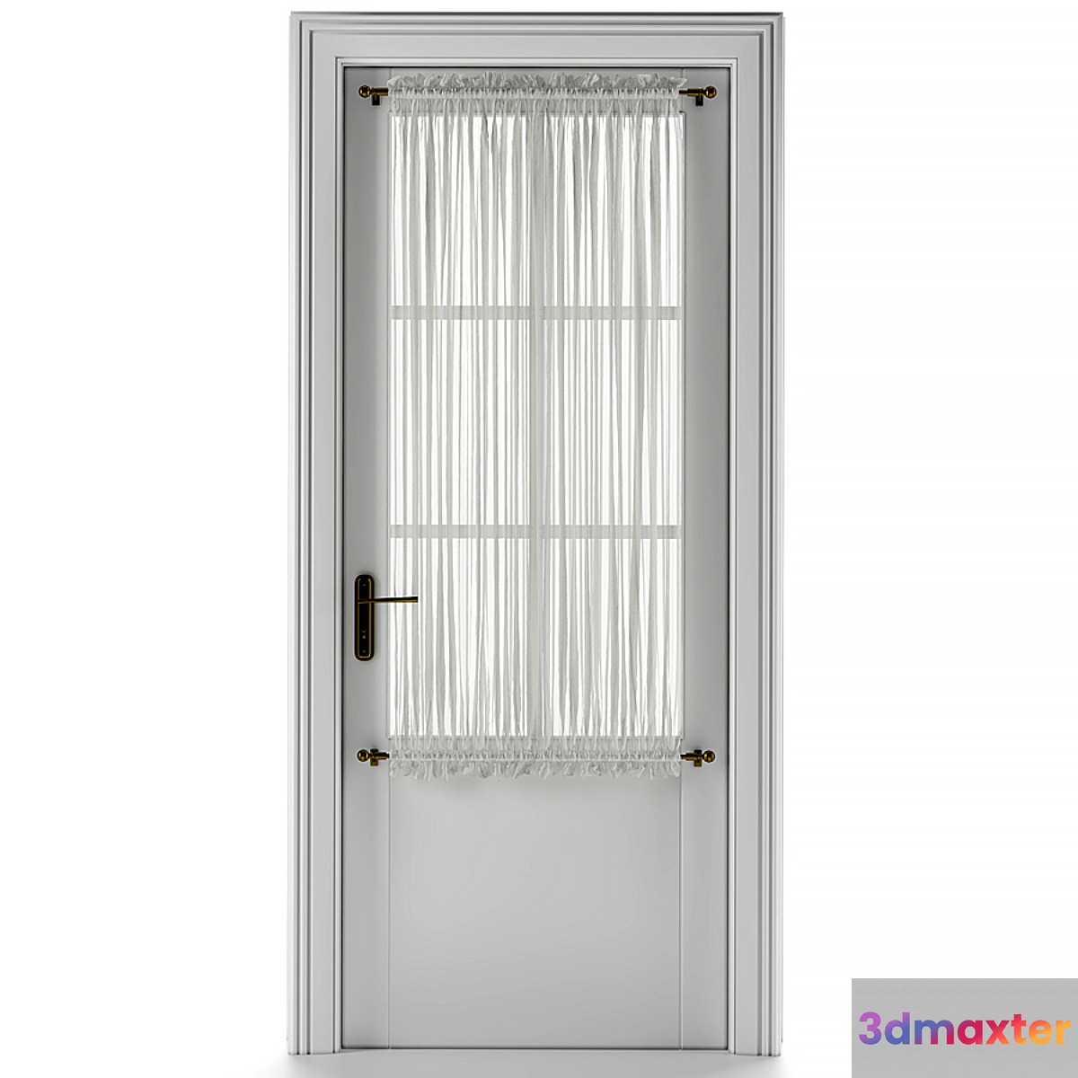 Entrance door with curtain