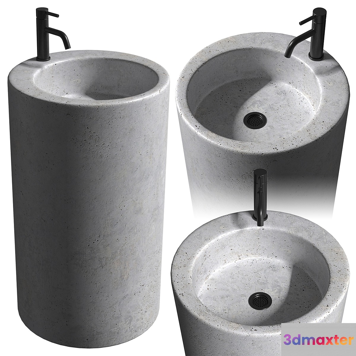 Concrete floor-standing washbasin Tower 3D Max