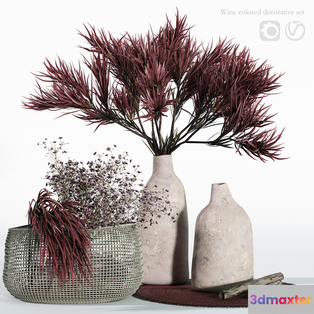 Wine colored decorative set - No.2