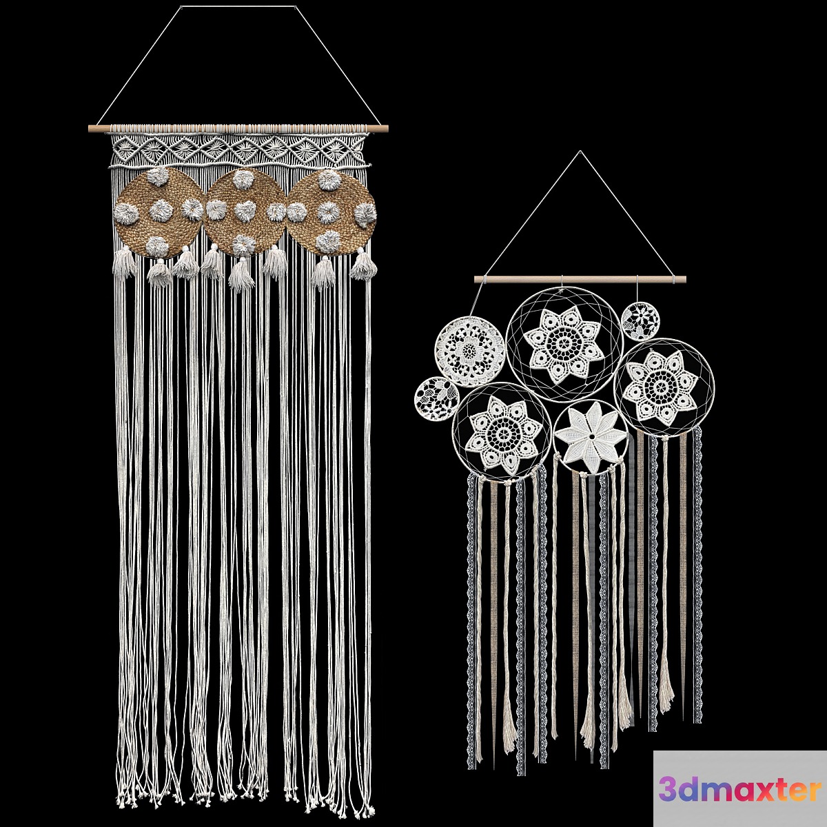 Macrame set. Dream Catcher. 2 models 3D Max
