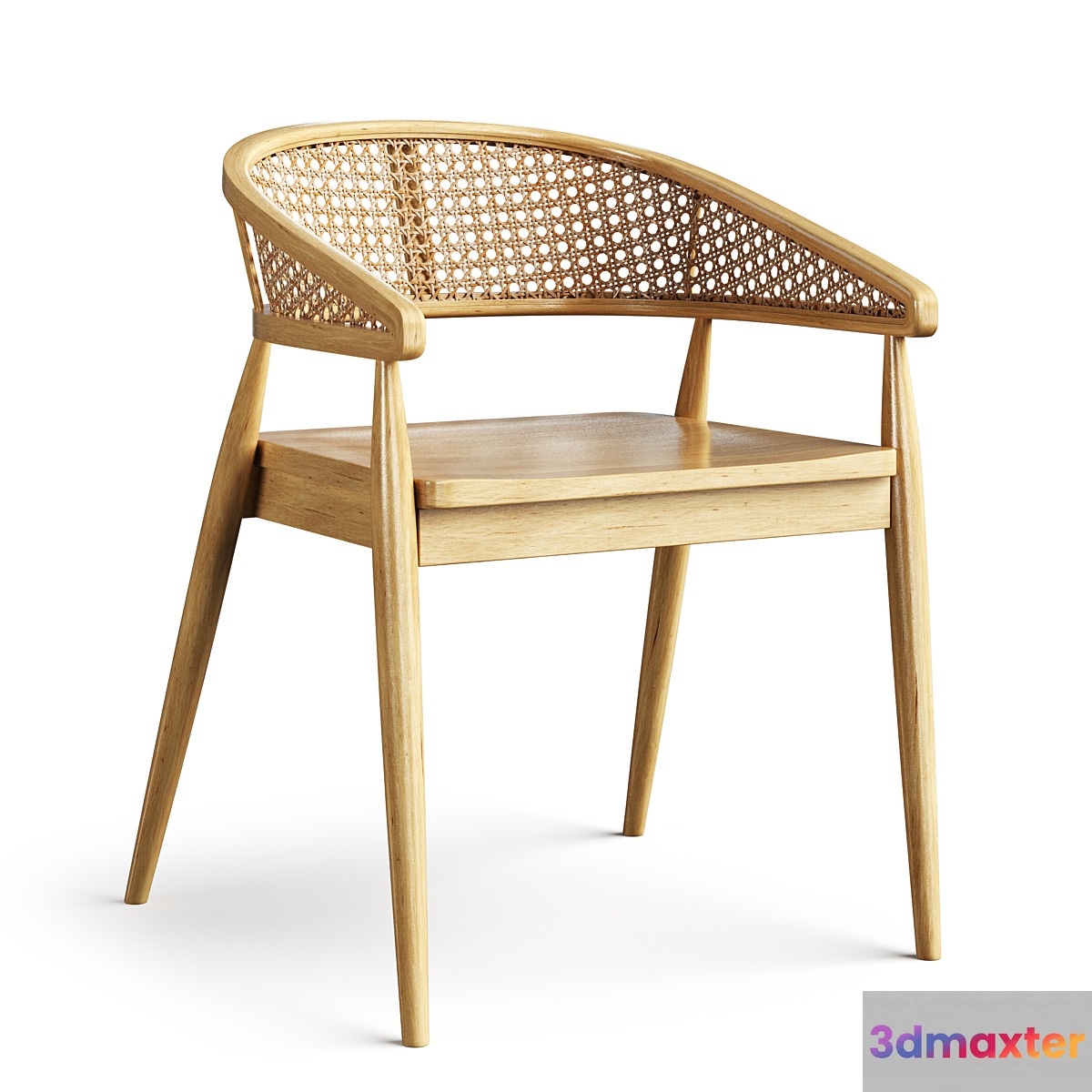 Stool rattan wood 3D Max