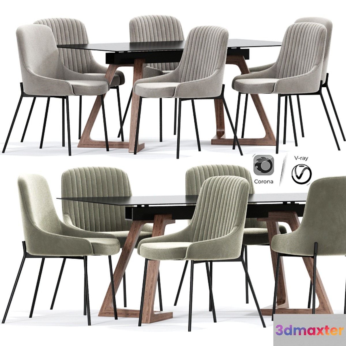 Lainy Upholstered Strip Chair Table - No.4