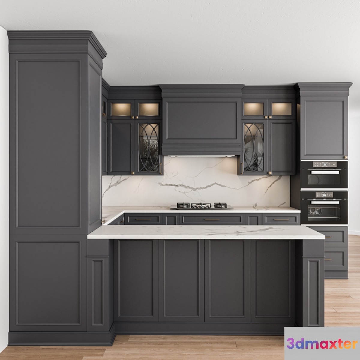 Kitchen Neo Classic Gray and White - Set 37 3D Max