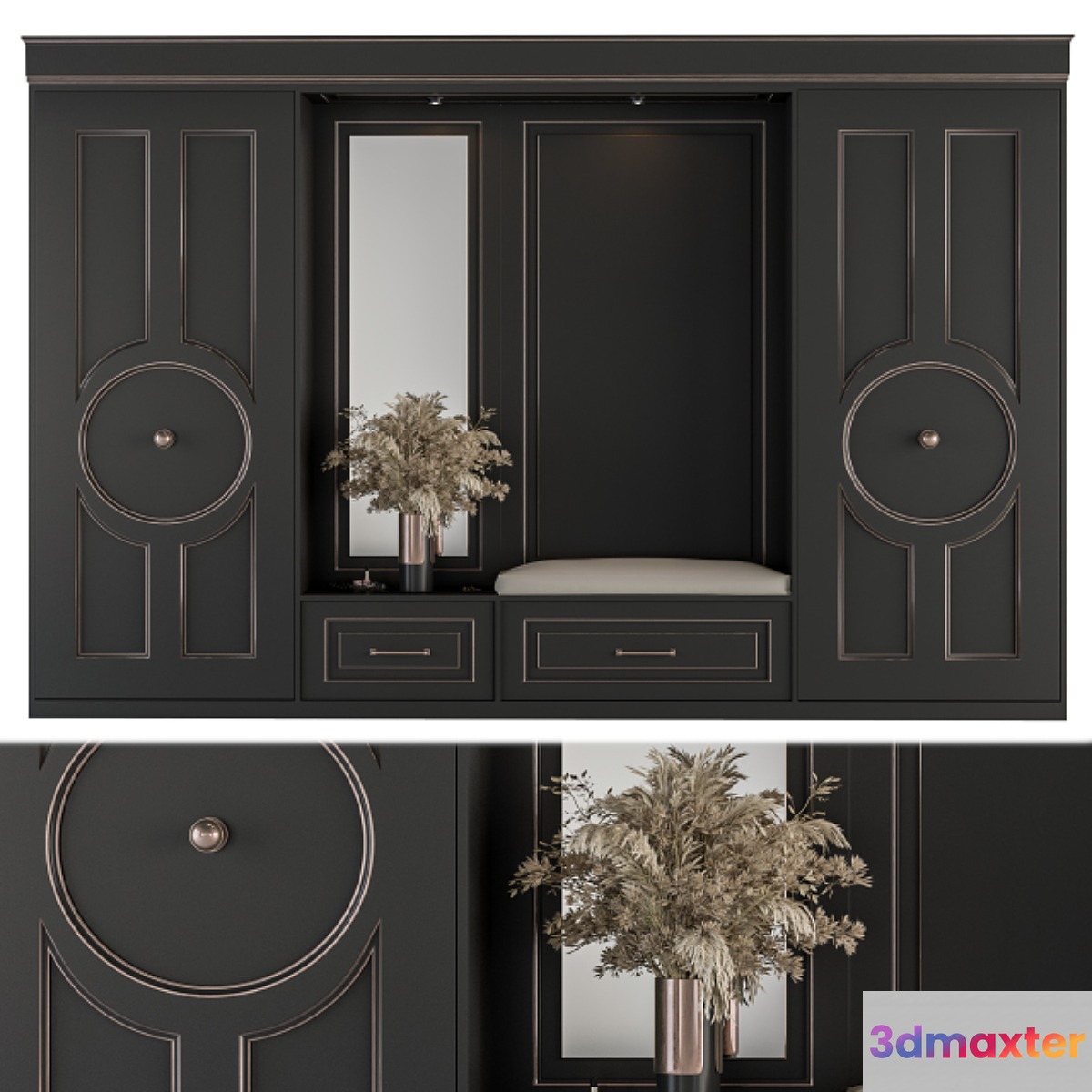 Hallway 16 - Black and Gold Set 3D Max