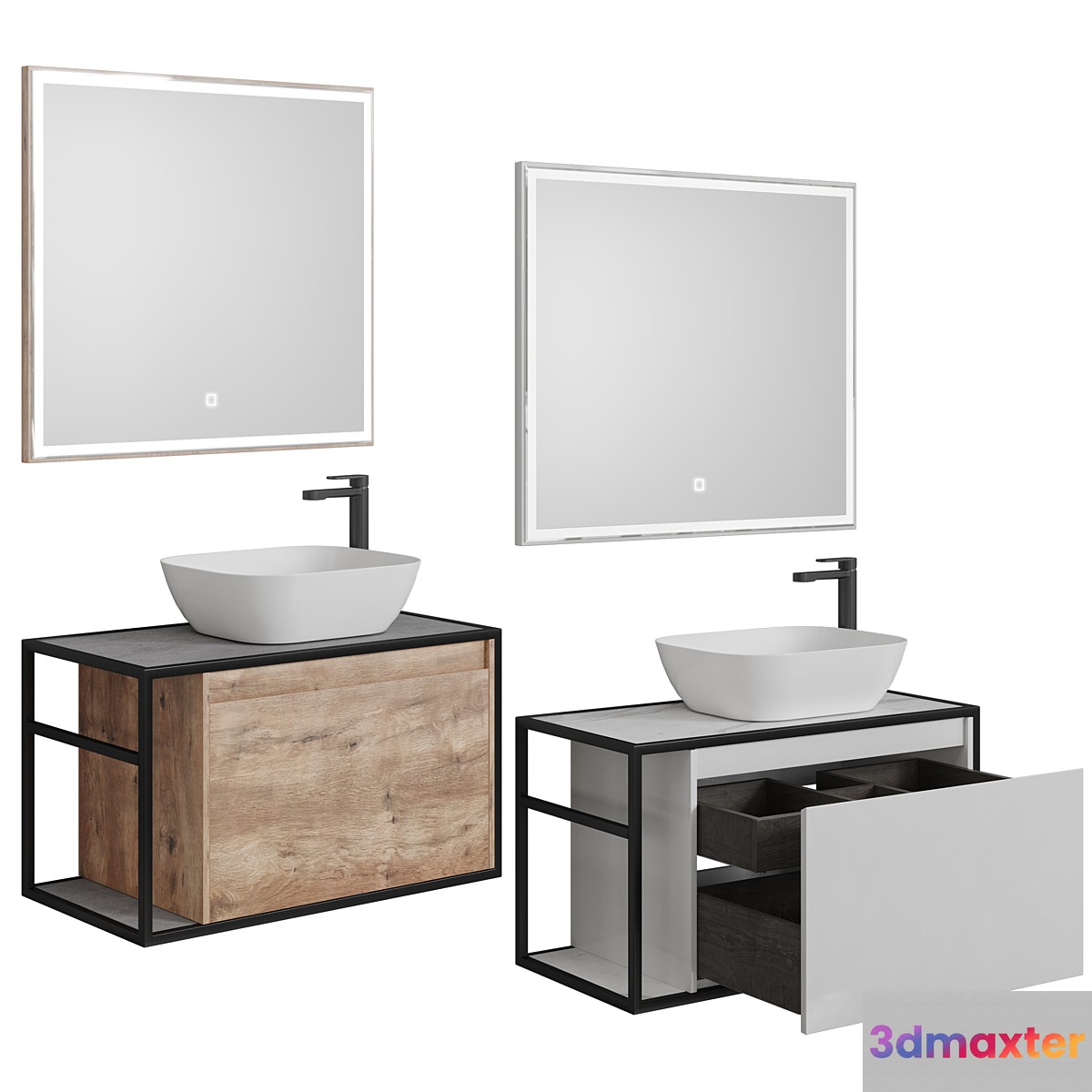 Nova Lite Loft 90 R _ L white _ rochelier _ rustic oak (1 drawer) 3D Max