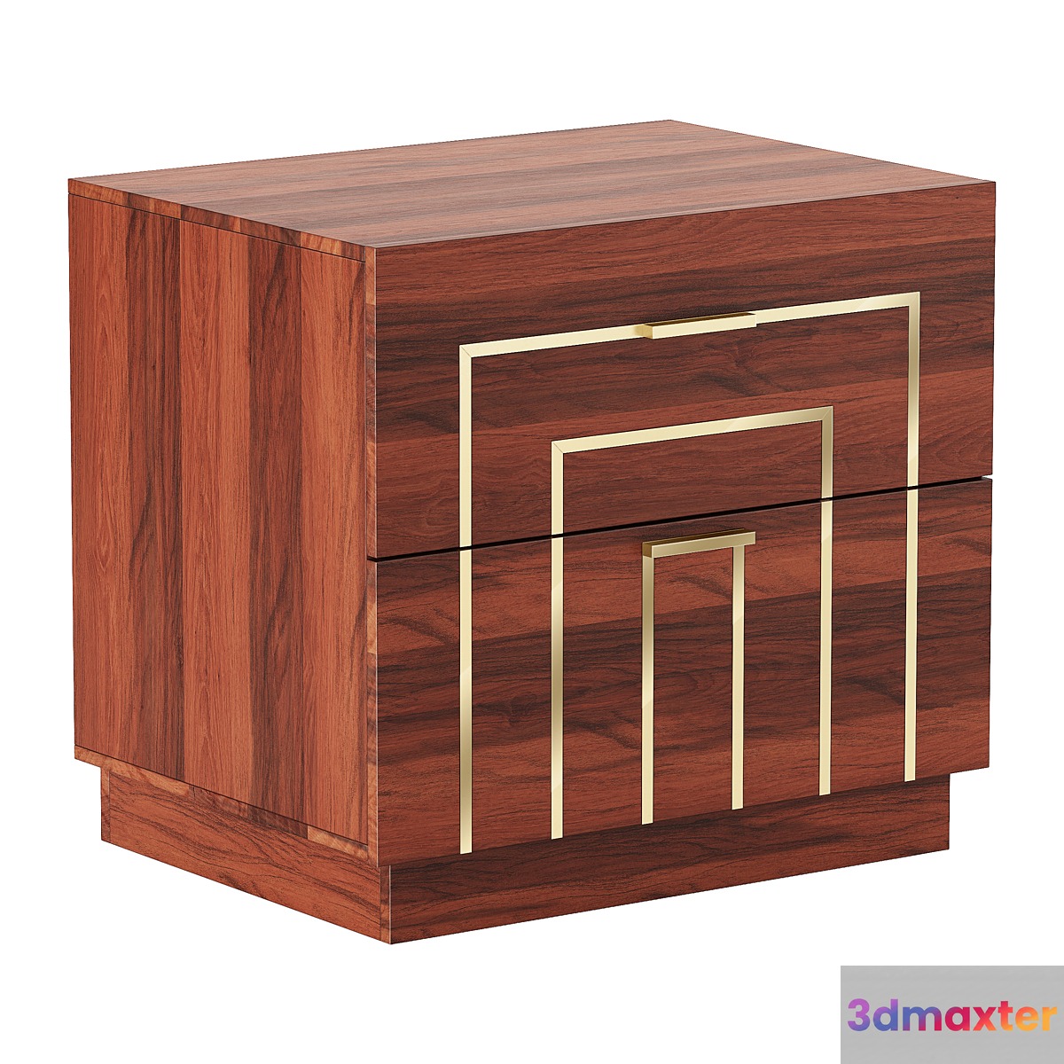 CB2 Everett Acacia with Brass Inlay Nightstand