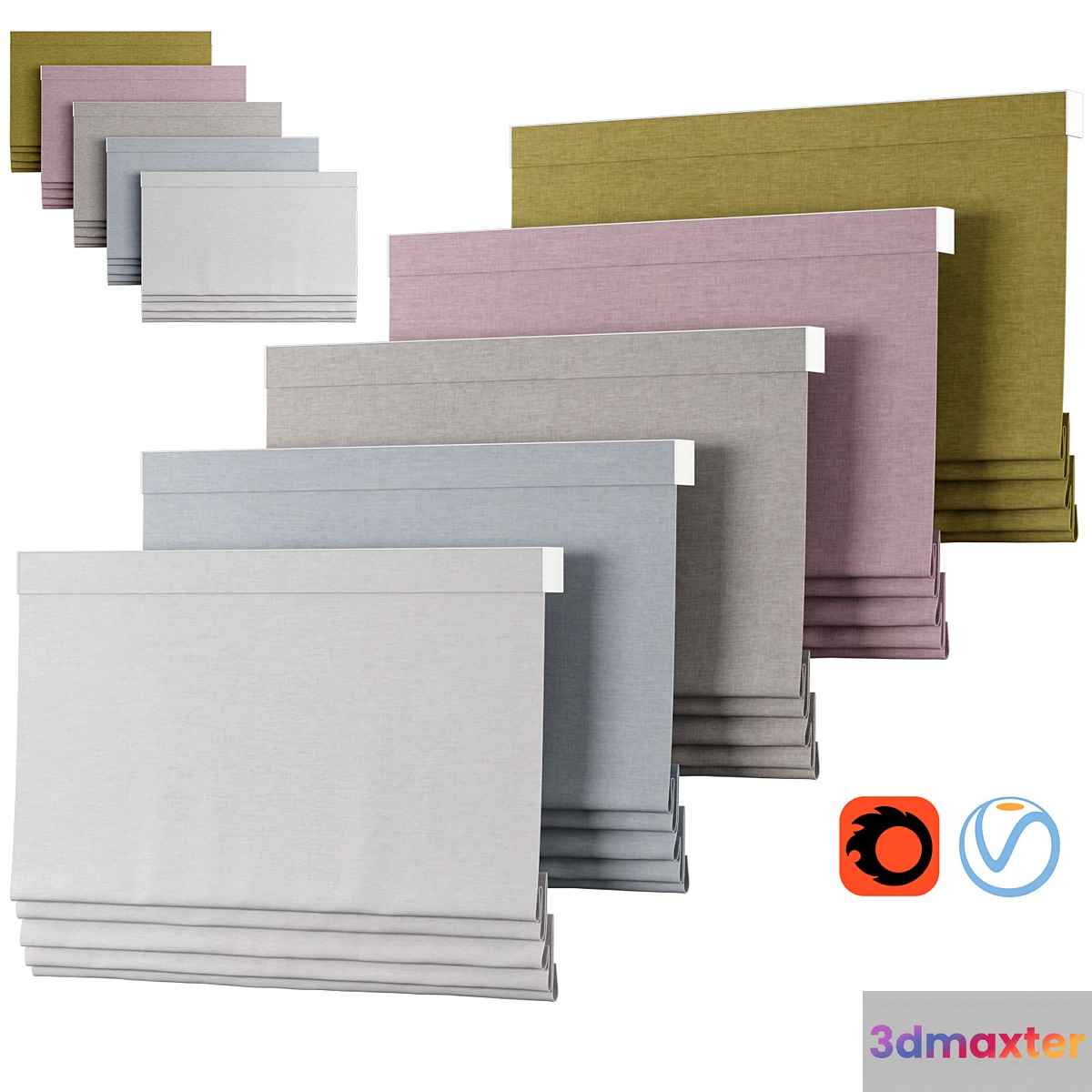 Roman Curtains 99 | NEXT | Soho Made To Measure Roman Blind 3D Max