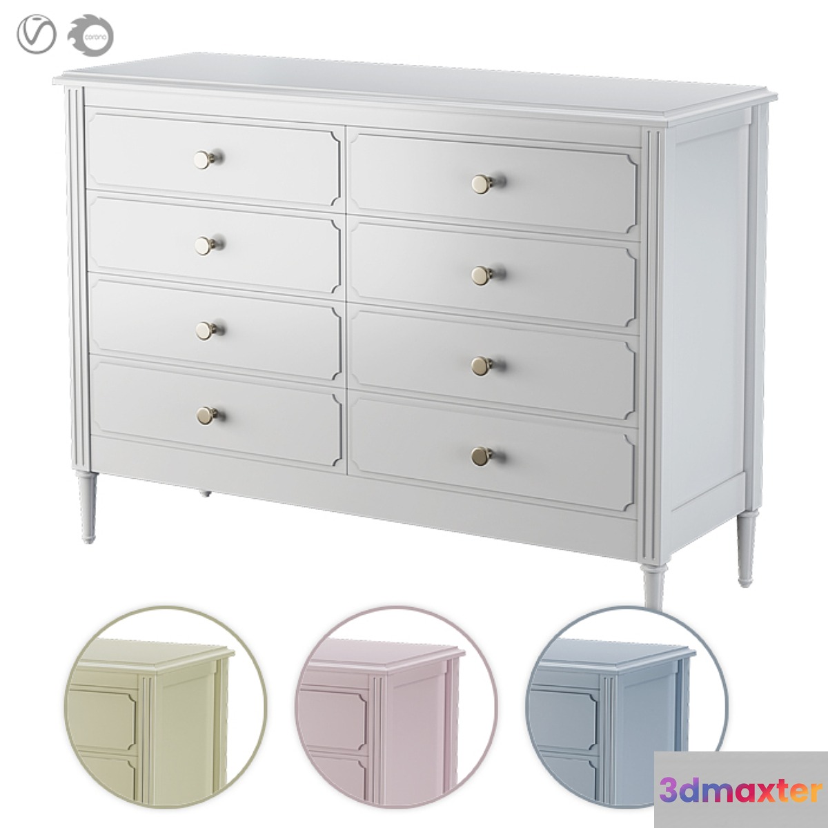 Ellipse Chest of drawers Elit 8 drawers 3D Max