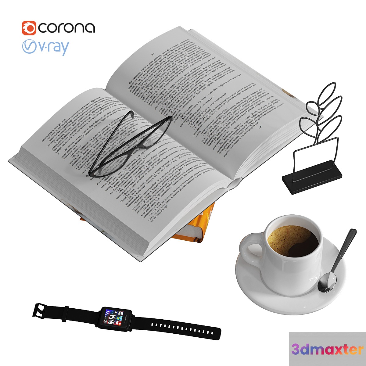 Decorative set with open book 3D Max
