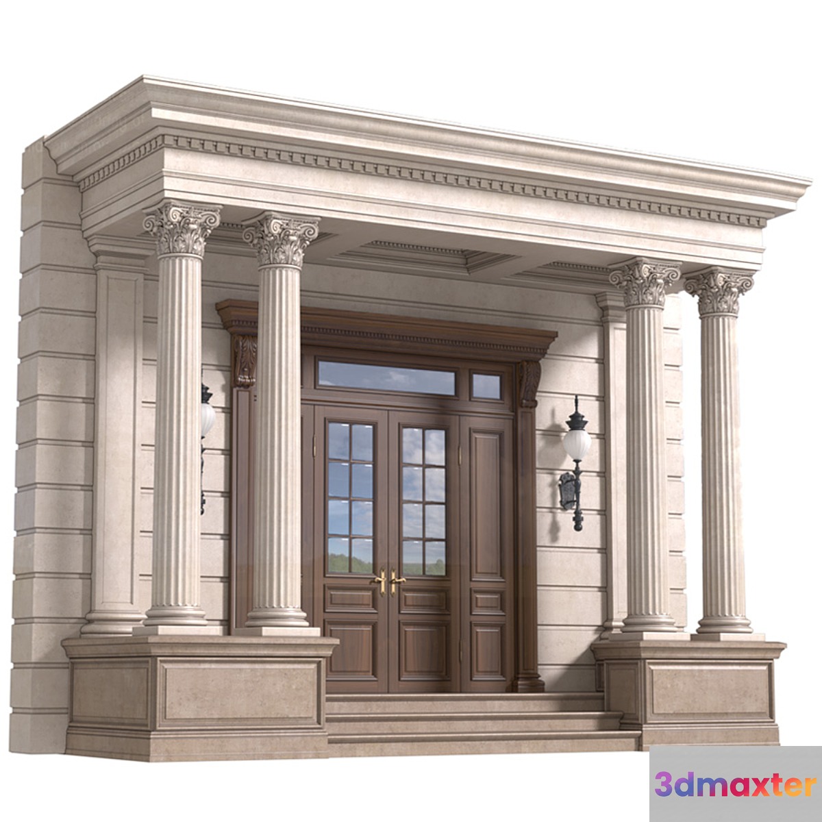 Column Porch Entrance to the house Classic Porch 3D Max
