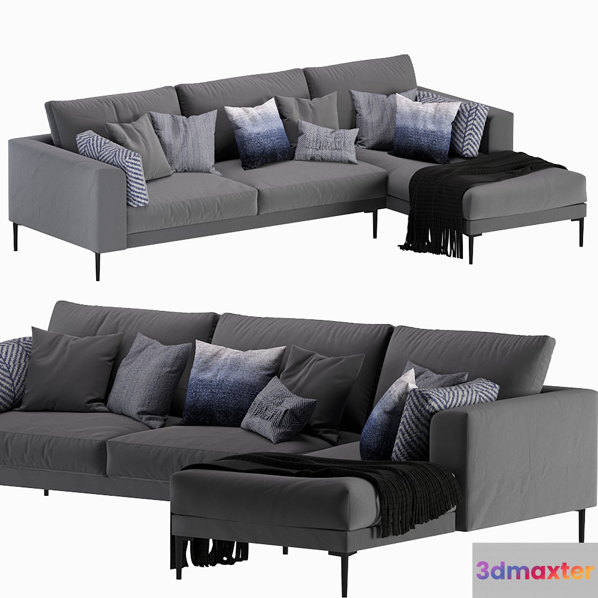 West Elm Harper Terminal Chaise 3D Max