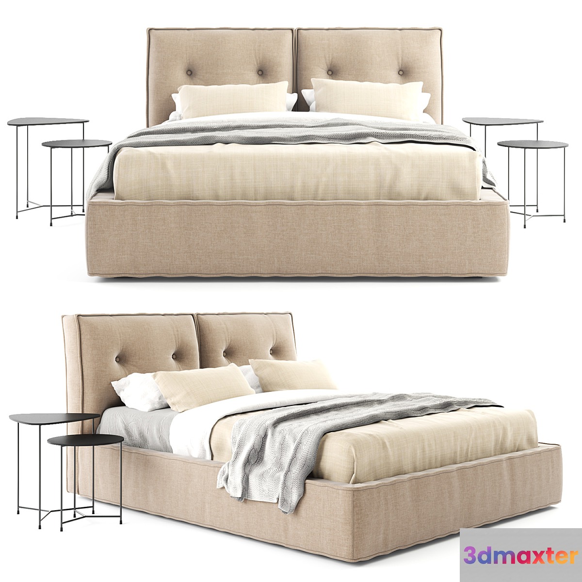 Interia Donatello bed with Interia Air bedside tables 3D Max