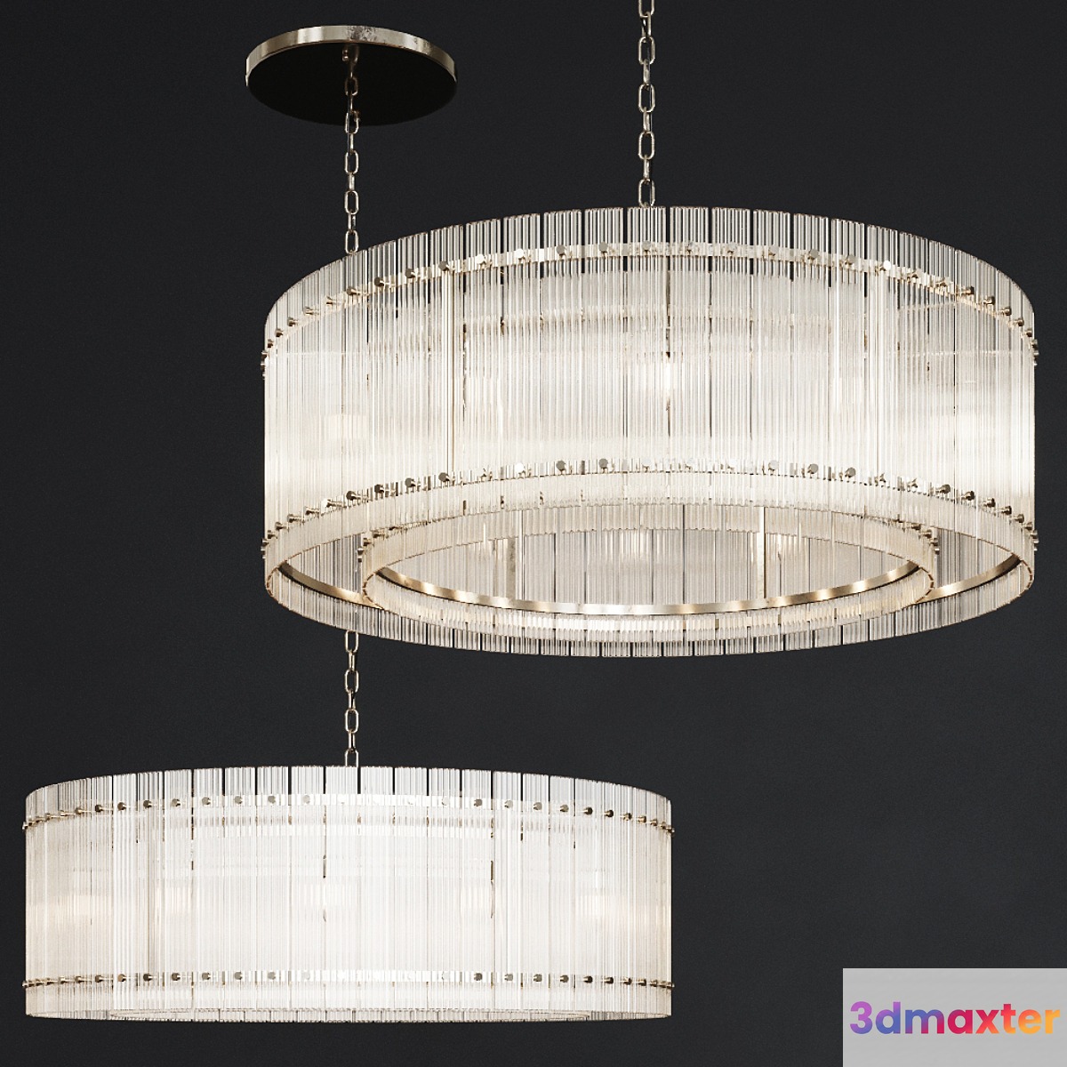 Restoration Hardware SAN MARCO 1-TIER ROUND CHANDELIER 48 Nickel 3D Max