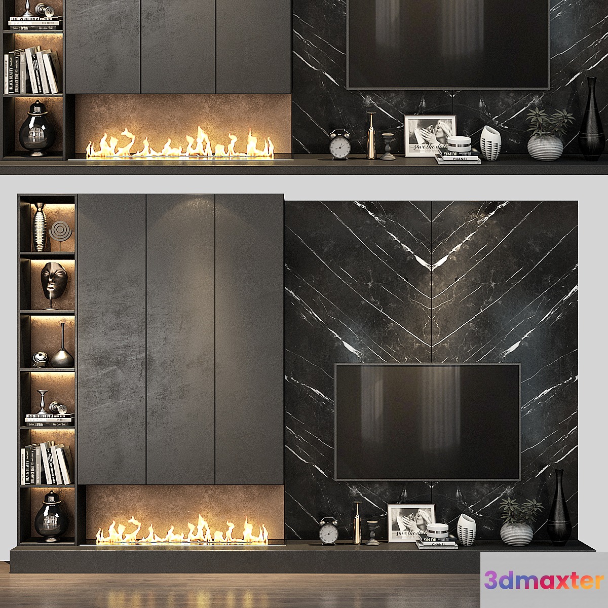 TV Wall set 203 3D Max