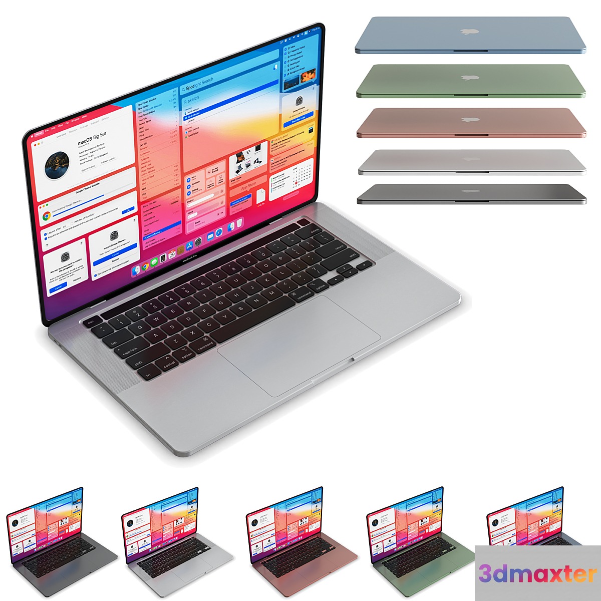 Mac Book PRO All Colors 3D Max