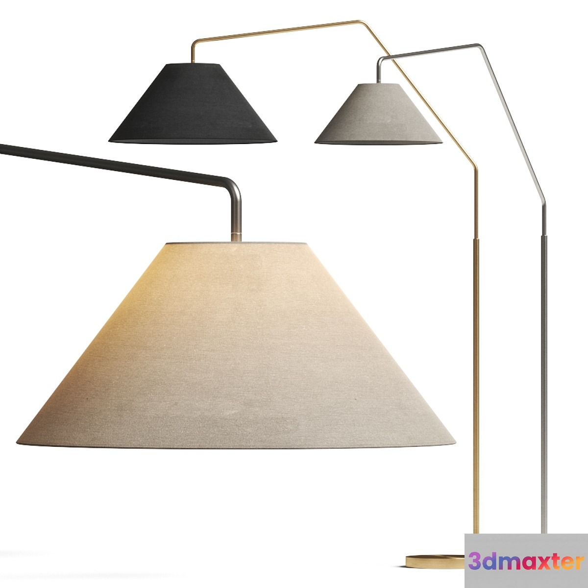 West Elm Sculptural Overarching Fabric Cone Floor Lamps